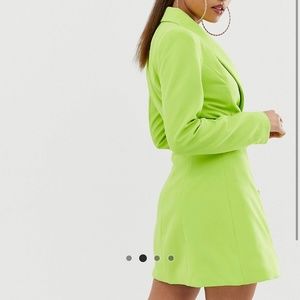 Misguided Petite Blazer Dress in Neon Green